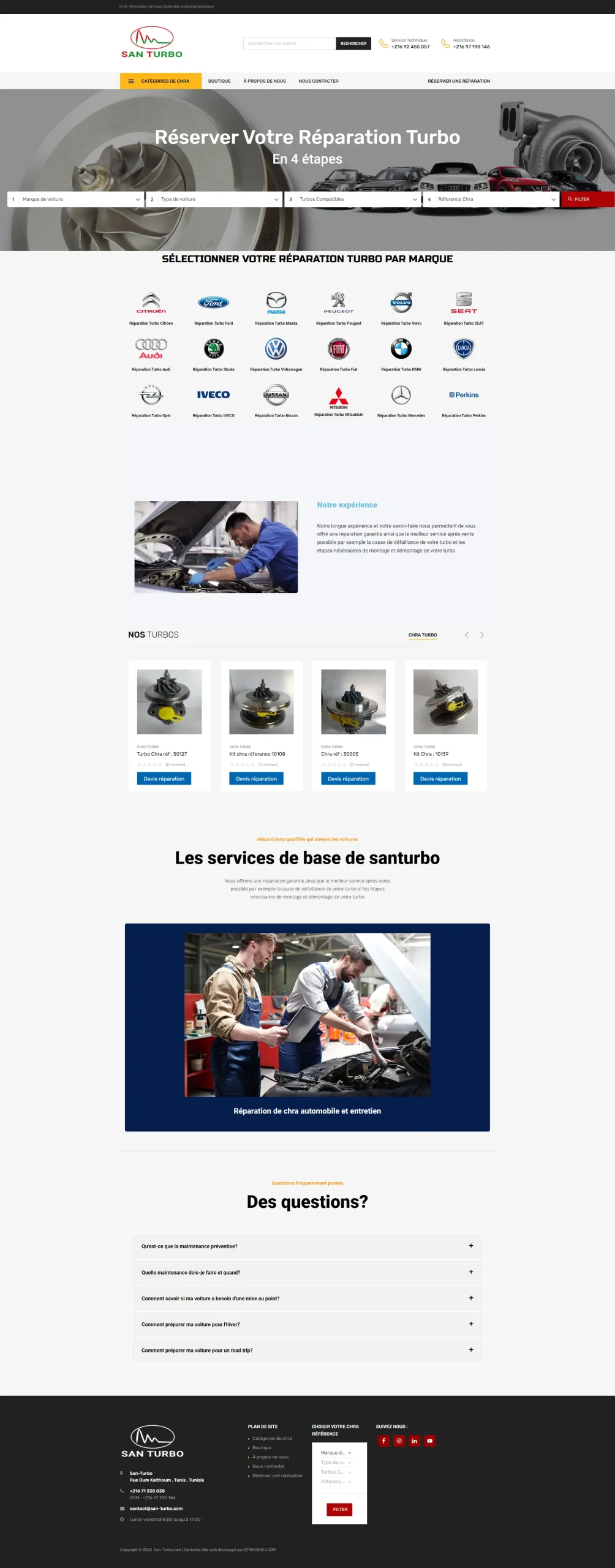 Notre réalisation d'un site web dynamique catalogue pour notre client SANTURBO.